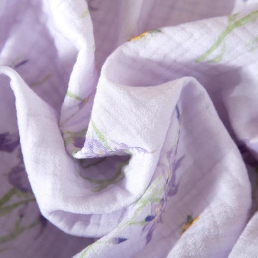 A类纯棉四层皱纱睡衣女春秋冬季鸢尾瓢虫翻领常规家居服套可外穿 商品图3