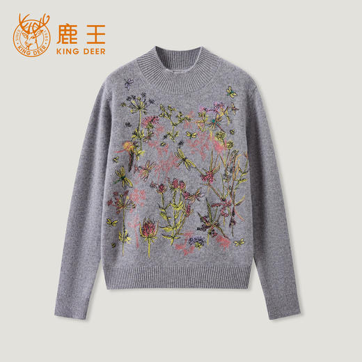 KINGDEER/KD秋冬新款女式长袖羊绒衫L805811轻运动/花朵/休闲款鹿王 商品图4