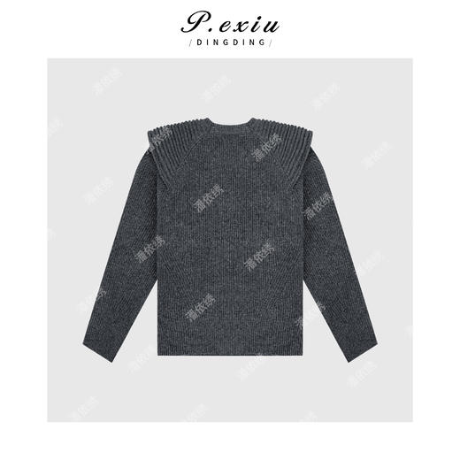 04-2潘依绣丁丁宠粉韩系简约拼接袖圆领长袖套头毛针织衫Q2248 商品图1