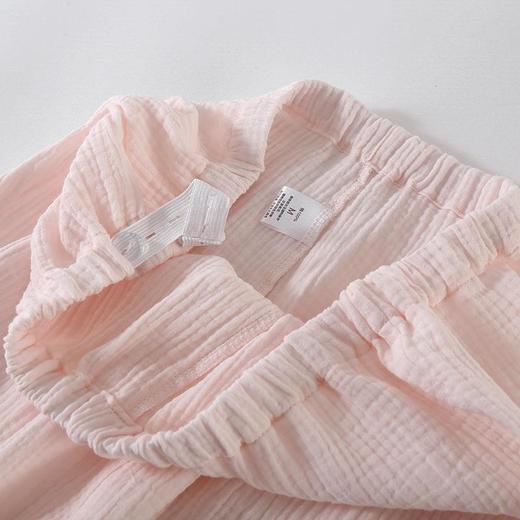纯棉双层绉布月子服产后春夏吸汗透气甜美纯色纱布孕妇哺乳家居服 商品图3