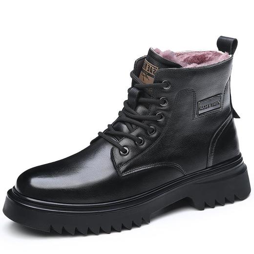 头层牛皮马丁靴男款冬季羊毛一体加厚靴子男士厚底防滑保暖雪地靴 商品图4