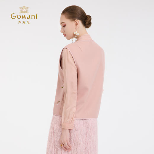 乔万尼中式设计绣花盘扣羊毛羊绒混纺雅致中国风马甲ED4H837 商品图4