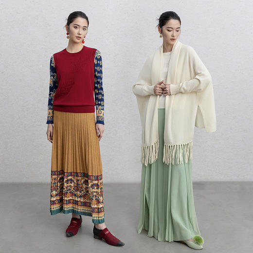 【林栖设计小店】红启新岁|绵羊毛优雅多色百搭宽松2026春新款毛织上衣G1961386 商品图9