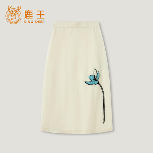 KINGDEER/KD百搭中长款A字裙常规秋冬半身裙厚款休闲L805630温婉奶油款鹿王 商品图8