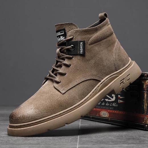 2025秋冬季马丁靴男中帮真皮休闲工装靴潮流英伦加绒保暖沙漠男靴 商品图0