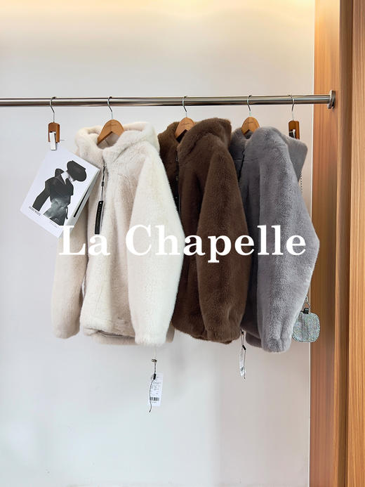 专柜实拍【毛茸茸软乎乎】拉夏贝尔/La Chapelle轻奢高级感！官网1k+重磅~环保皮草连帽毛毛外套 商品图7