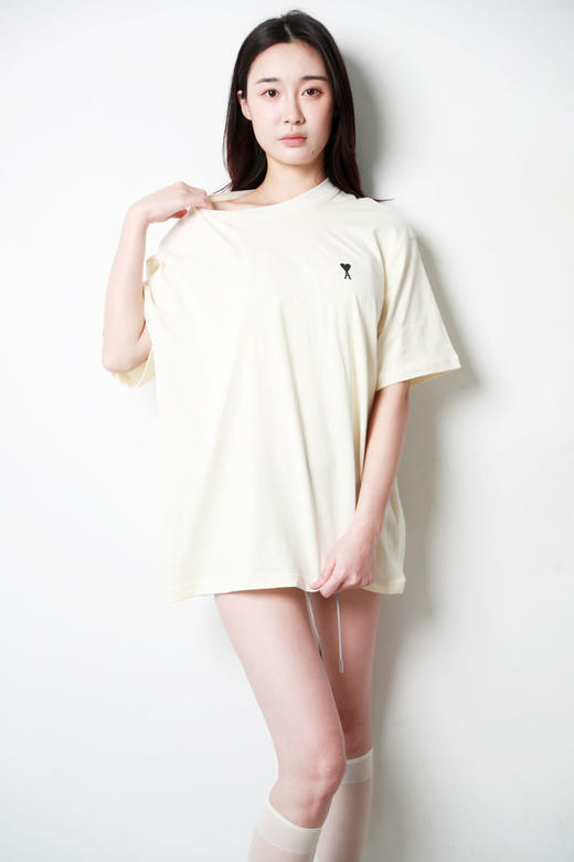 背后大印花tee，面料是全棉。胸口小标设计情侣款圆领t恤E011760 商品图11