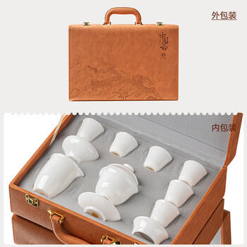 苏氏陶瓷冰种玉瓷功夫茶具厚润如玉三才盖碗礼盒套组高档节日礼物 商品图4
