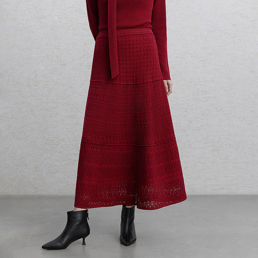 【林栖设计小店】红颜新禧|复古优雅百搭多色肌理感2026春新款毛织半身裙G1961384 商品图5