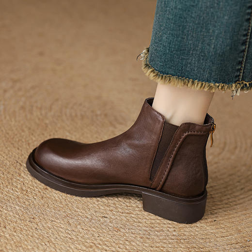 【预售5天】头层牛皮真皮短靴中跟粗全皮女靴SSH&S5917 商品图0