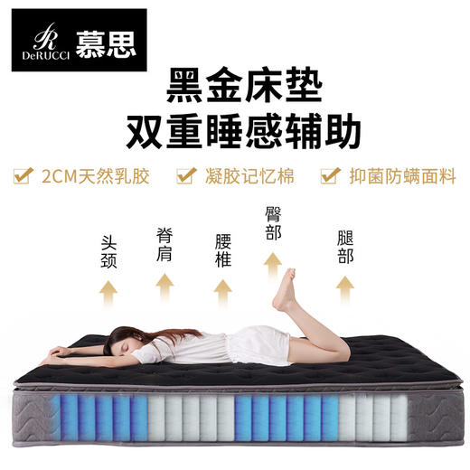 慕思净芯黑金升级款乳胶床垫慕斯五区独袋弹簧床垫1.8*2米软硬适中 商品图3