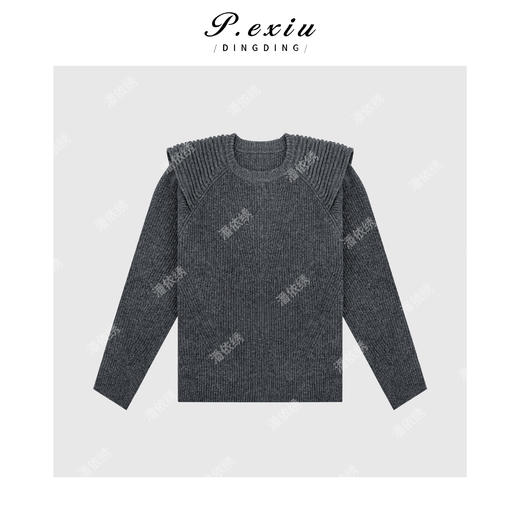 04-2潘依绣丁丁宠粉韩系简约拼接袖圆领长袖套头毛针织衫Q2248 商品图0