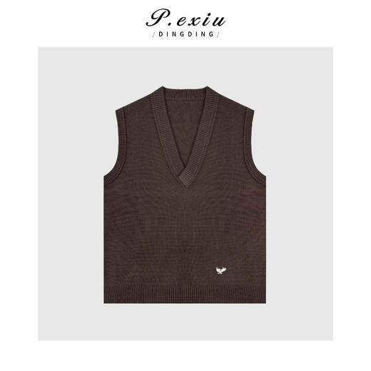 04-2潘依绣丁丁宠粉复古松弛小刺绣V领无袖针织马甲Q63145 商品图0