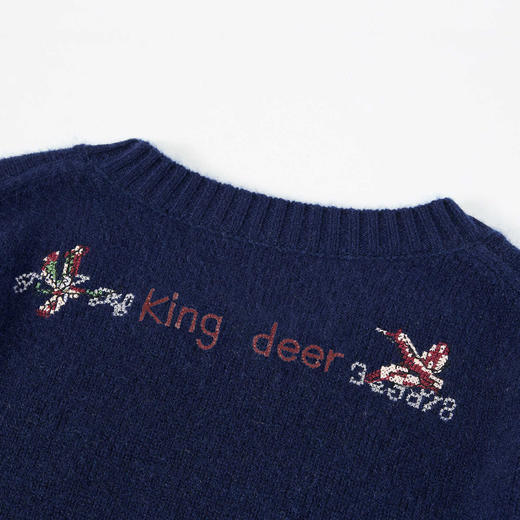 KINGDEER/KD春秋百搭时尚休闲针织刺绣圆领羊绒衫L805885轻运动/花朵/休闲款鹿王 商品图6
