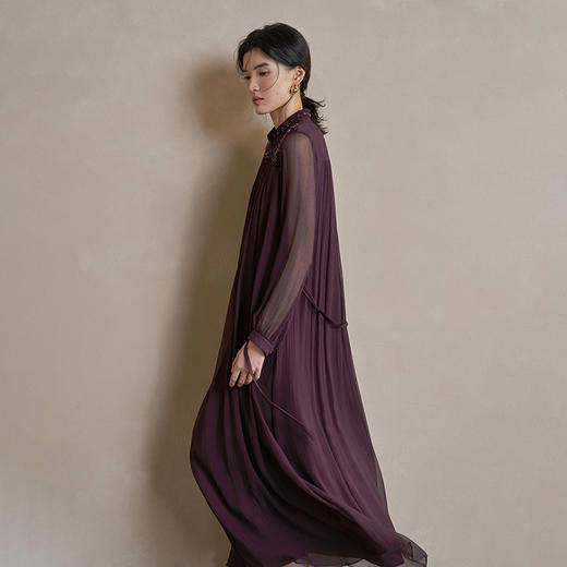 【林栖设计小店】手工钉珠|桑蚕丝钩花襦裙新中式仙气感2026春新款真丝连衣裙1961160 商品图8