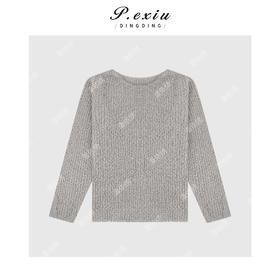 04-4潘依绣丁丁宠粉纯色慵懒肌理感圆领长袖针织上衣Q24881