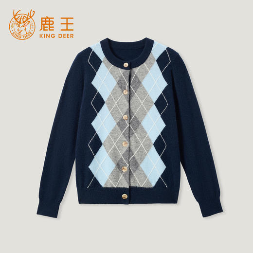 KINGDEER/KD秋冬新款百搭时尚学院风女式羊绒开衫 约280g L805913复古奶奶风/100%山羊绒鹿王 商品图7