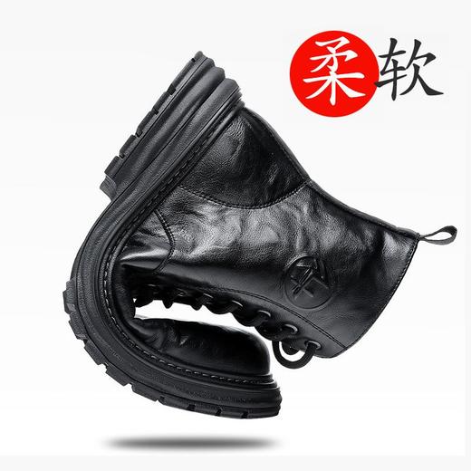 秋冬2025新款马丁靴男真皮高帮潮流厚底工装鞋复古英伦加绒男靴子 商品图3