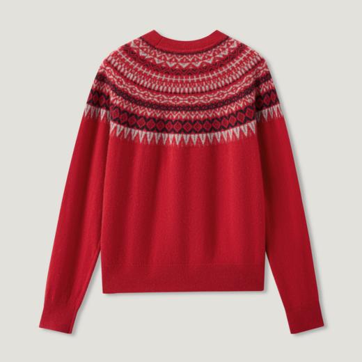 KINGDEER/KD羊绒秋冬费尔岛设计正肩针织衫 约246g L805868 100%山羊绒鹿王 红色 商品图6