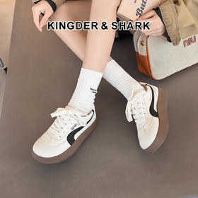 经典鲨2026年春专柜新品韩版时尚拼色平底舒适休闲德训鞋女KW326-617011