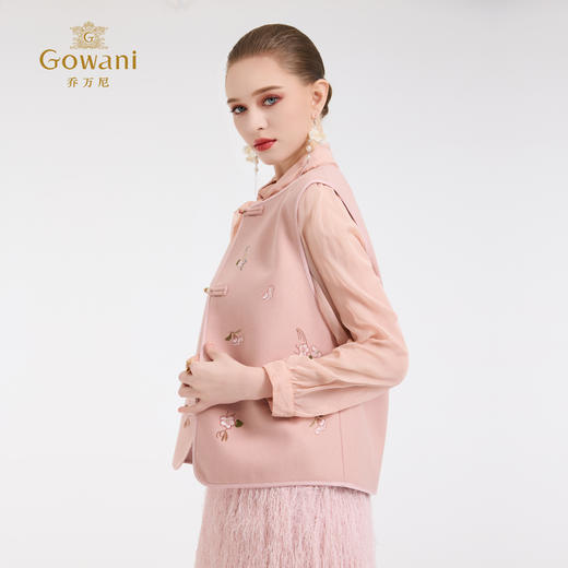 乔万尼中式设计绣花盘扣羊毛羊绒混纺雅致中国风马甲ED4H837 商品图2