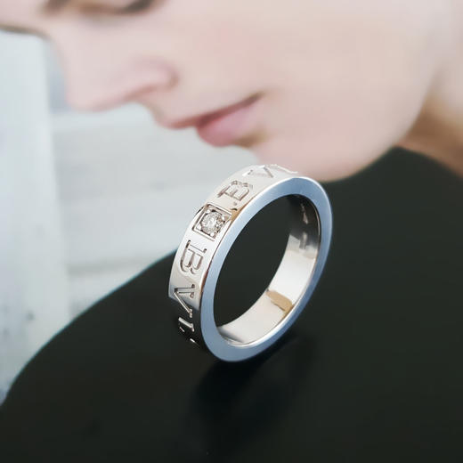 【95新】BVLGARI宝格丽B.zero1系列339982白金单钻logo签名戒指49号中性款090126NJT44 商品图5