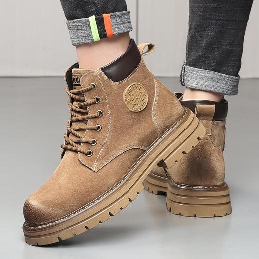 马丁靴拉链款男冬季加绒户外厚底工装靴男士真皮英伦风保暖靴子男 商品图1
