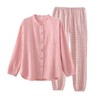 春秋纯棉日系格子女士家居服长袖绉布双层纱布简约可外穿睡衣套装 商品缩略图4
