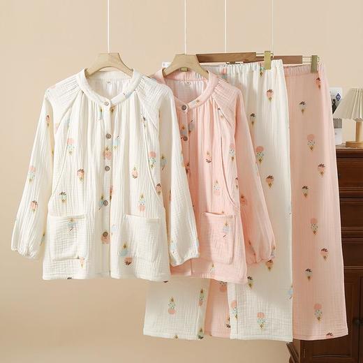 纯棉四层纱布孕妇睡衣春秋冬季加厚月子服全棉孕期产后哺乳家居服 商品图1