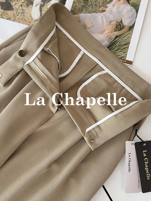 拉夏贝尔/La Chapelle高克重高质感~简约时尚百搭遮胯显瘦直筒休闲裤 商品图7