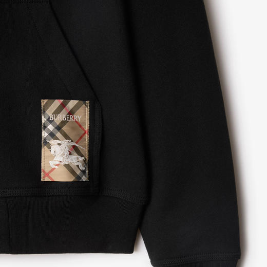 BURBERRY 巴宝莉 男士格纹马术骑士徽标标签棉质运动卫衣 黑色 8102276 A1189 商品图1
