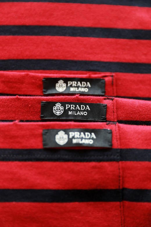 复古条纹tee，长袖+短袖哇。Oversize胸口横标平纹针织t恤E011788 商品图13