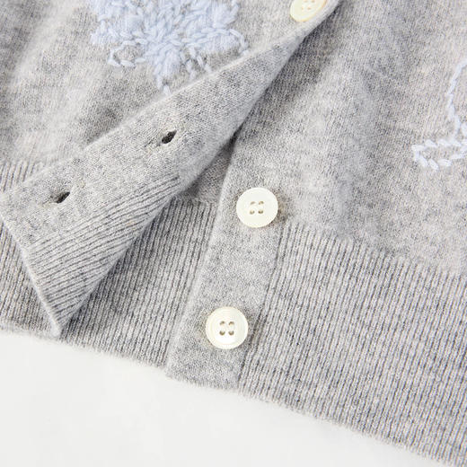 KINGDEER/KD灰色蝴蝶结印花毛衣女装小香风羊绒衫L805605复古奶奶风鹿王 商品图8