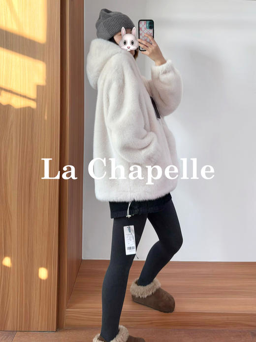 专柜实拍【毛茸茸软乎乎】拉夏贝尔/La Chapelle轻奢高级感！官网1k+重磅~环保皮草连帽毛毛外套 商品图3