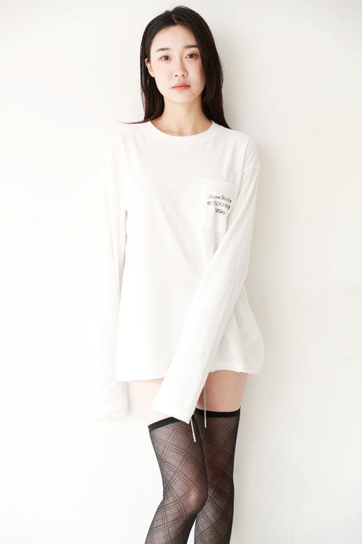 白色+藏青+黑色一起，做旧口袋长tee。宽松设计字母套头衫E011758 商品图13