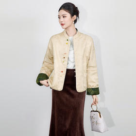 「高货wl」全新升级【铂金会员615/天猫829/差价214】(20152)洛诗琳双面穿新中式外套2025冬季天丝提花缎立领盘扣棉服