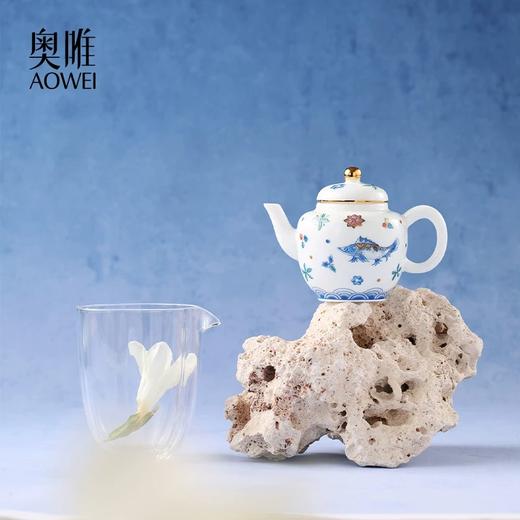 【荷为贵】景德镇礼物 奥唯 荷为贵 一壶四杯公道杯六件套礼盒装 闺蜜结婚礼物送新人 高档精致 商品图2