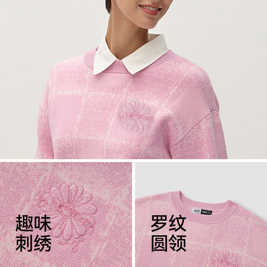 商场同款|森马emoji™ 联名系列毛衣女春格子2026新款甜美套头衫 商品图3