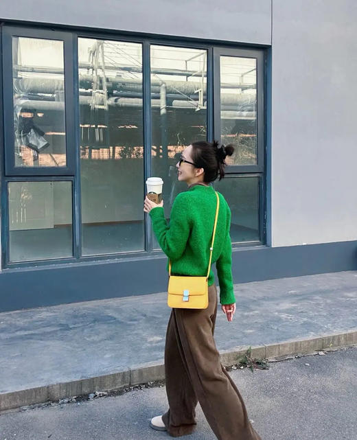 Celine teen Box 黄色 蜥蜴纹 蜥蜴皮 金扣 斜挎包 商品图2