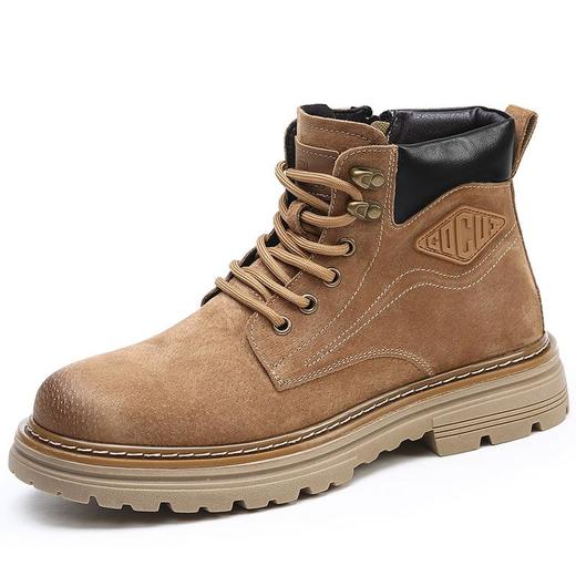 欧洲站复古机车马丁靴男真皮厚底工装靴男士加绒保暖防滑短靴子男 商品图4