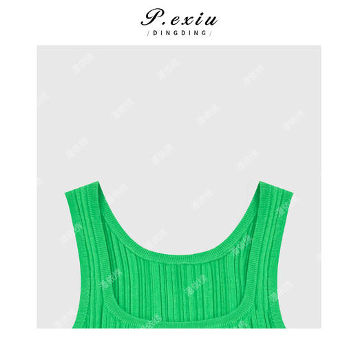 04-1潘依绣丁丁宠粉羊-毛坑条方领针织背心 Q4572 商品图2