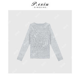 042-潘依绣丁丁宠粉 韩系简约圆领长袖针织衫Q1524