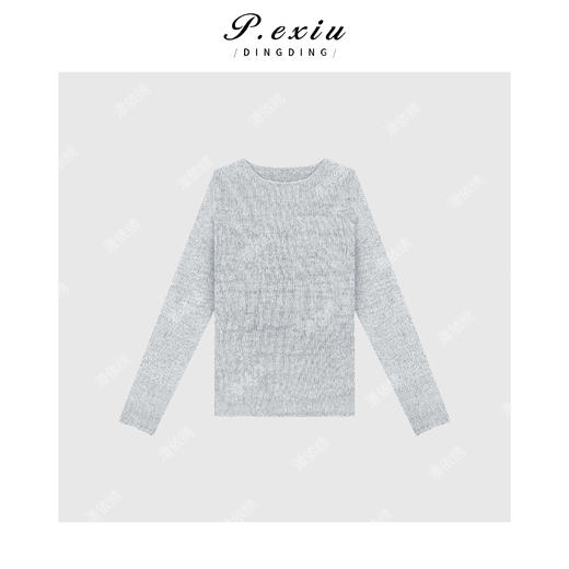 042-潘依绣丁丁宠粉 韩系简约圆领长袖针织衫Q1524 商品图0