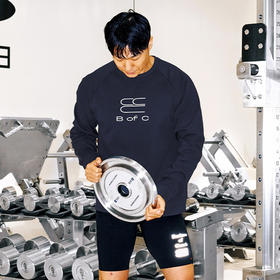 CryingCenter bofc宽松暗格纹健身插肩长袖圆领T恤