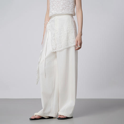 【林栖设计小店】简雅素意|棉麻白色蕾丝花边围腰2026春新款百搭牛仔裤1961224 商品图8