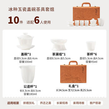 苏氏陶瓷冰种玉瓷功夫茶具厚润如玉三才盖碗礼盒套组高档节日礼物 商品图3