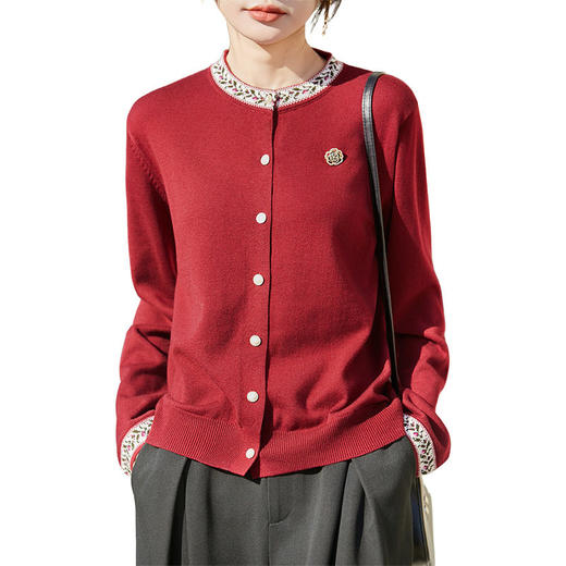 「自」全新升级【铂金会员174/天猫229/差价55】(05925)洛诗琳法式重工刺绣开衫2026春季新款复古风针织外套女 商品图4