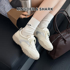 经典鲨2026年春专柜新款潮流拼色平底舒适跑步休闲德训鞋女KW326-617061