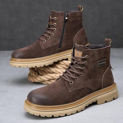 男鞋马丁靴真皮冬季英伦风工装靴男款厚底加绒保暖靴子男士潮款 商品图3