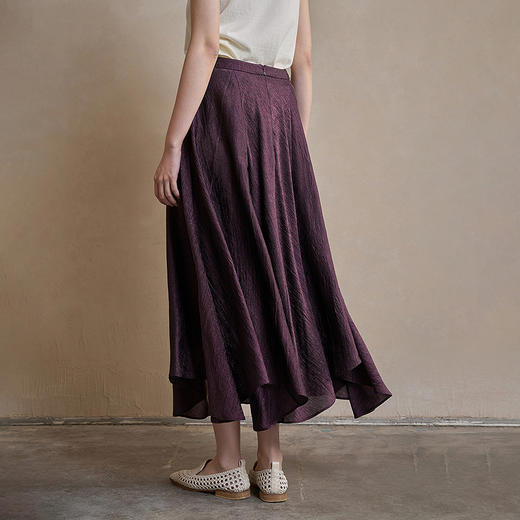 【林栖设计小店】手工吊坠|醋酸皱感肌理灰紫色复古2026春新款宽松半身裙1961082 商品图3